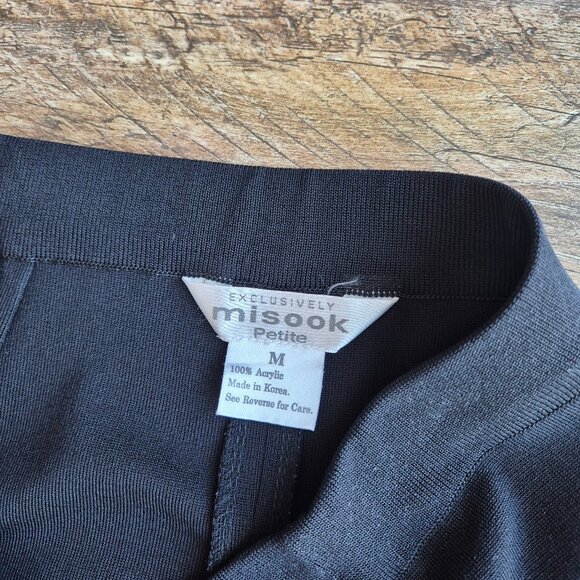 Exclusively Misook Slinky Knit Straight Leg Pants Elastic Waist Black - Picture 5 of 9